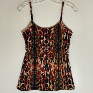CDP & CO Tank Womens Medium Black Red Leopard Spaghetti Strap Top Y2K USA Made M